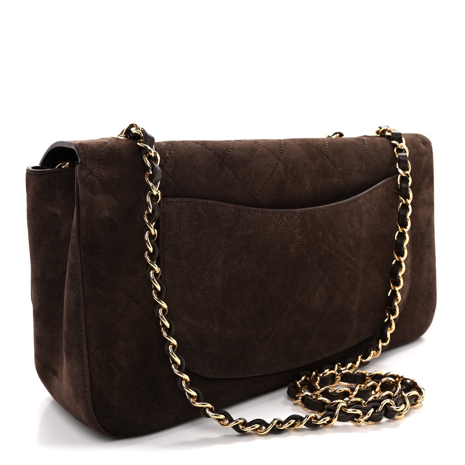 Suede Calfskin Small Souplissimo Maxi Flap Dark Brown