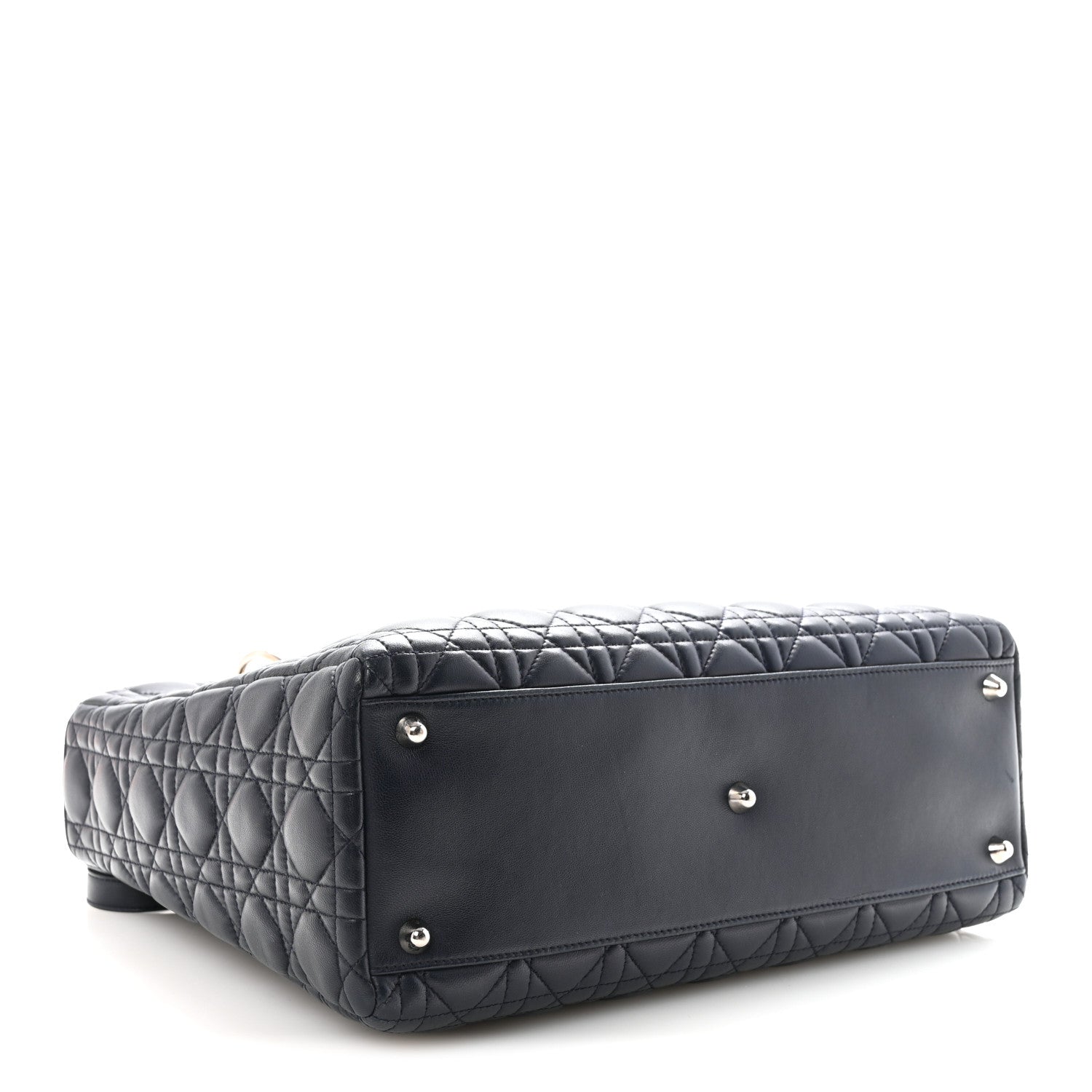 Lambskin Cannage Large Lady Dior Navy Blue