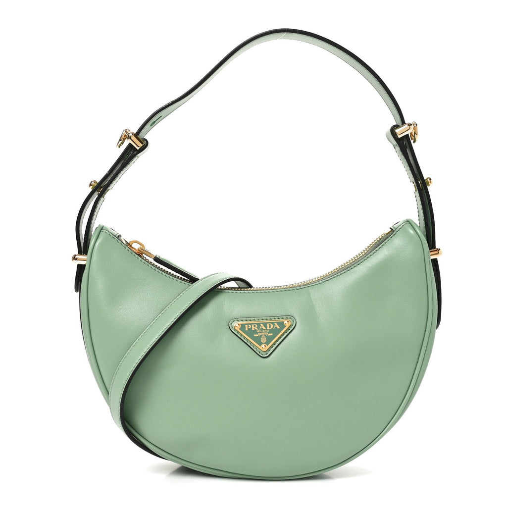 Soft Calfskin Arque Shoulder Bag Acquamarina