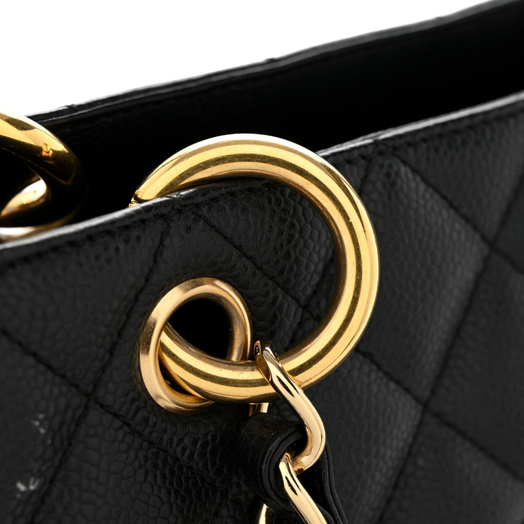 Caviar Quilted Grand Shopping Tote GST Black