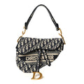 Oblique Embroidered Saddle Bag Blue