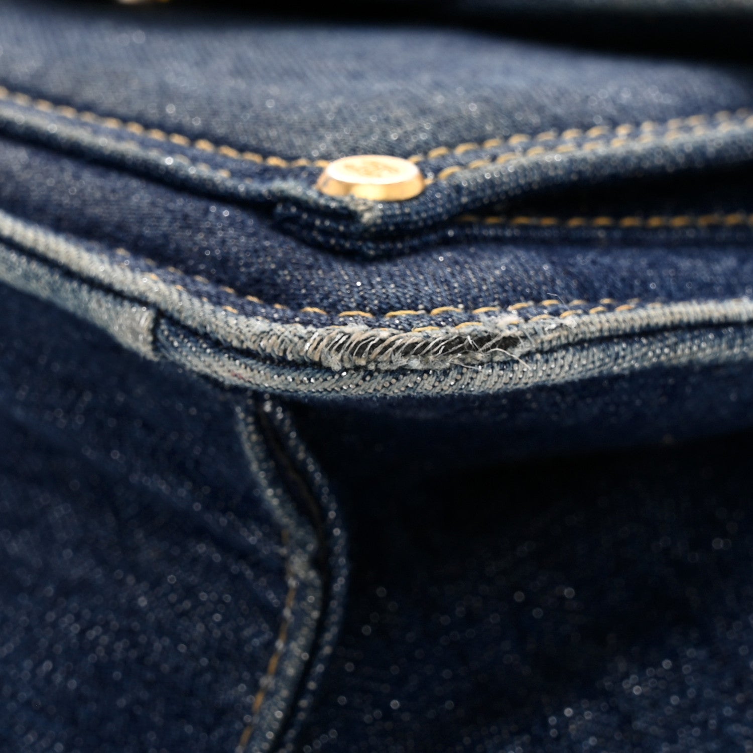 Denim Quilted Double You Mini Flap Blue Golden