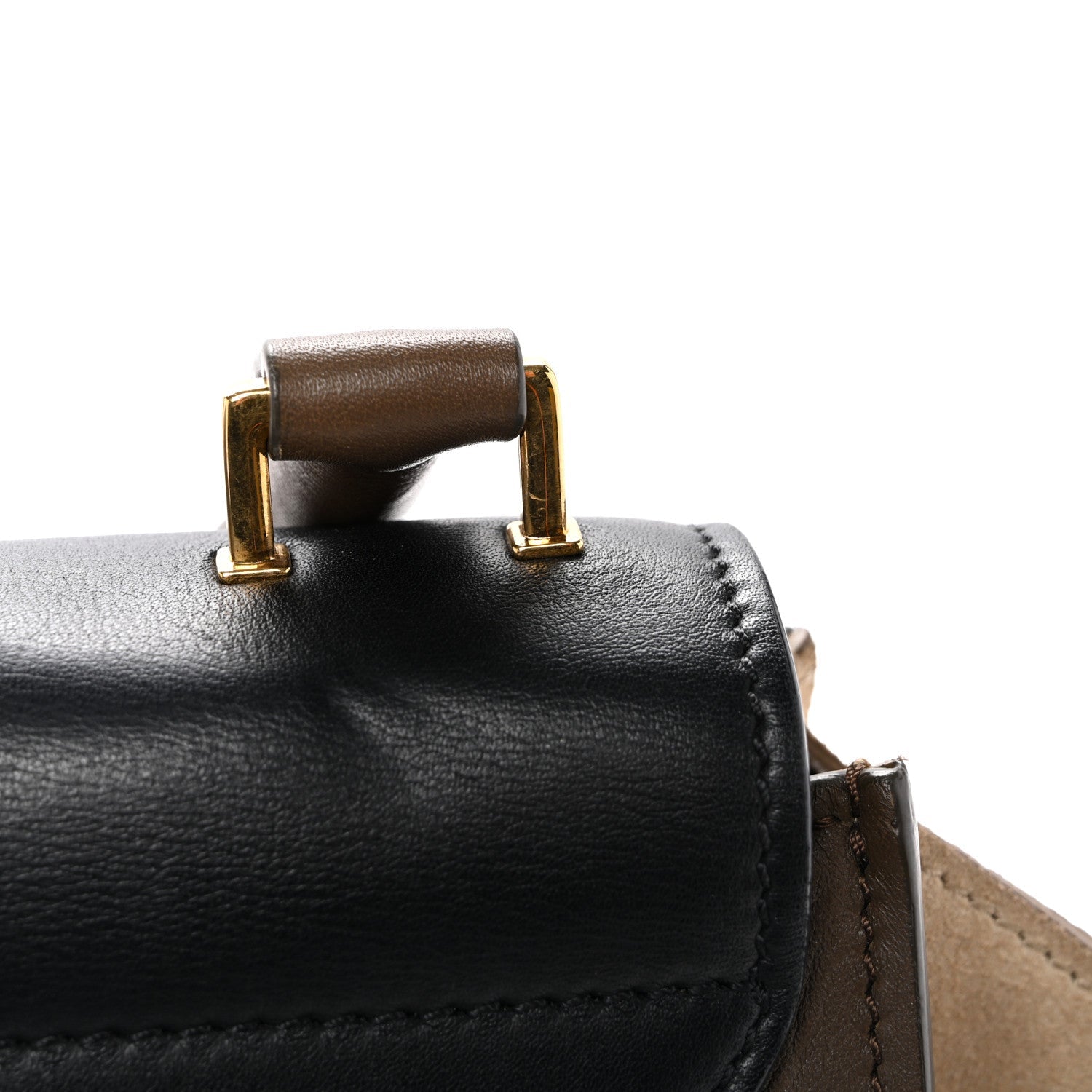 Calfskin Suede Tri-color Large Trapeze Olive