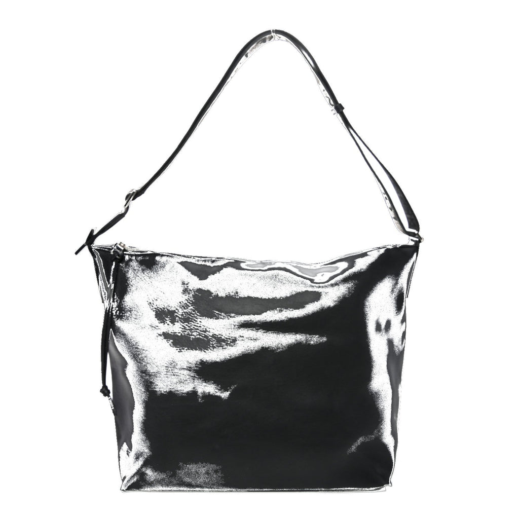 Supple Smooth Calfskin Jacquard Medium Cubi Crossbody Bag Black