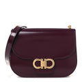 Calfskin Double Gancini Crossbody Plum
