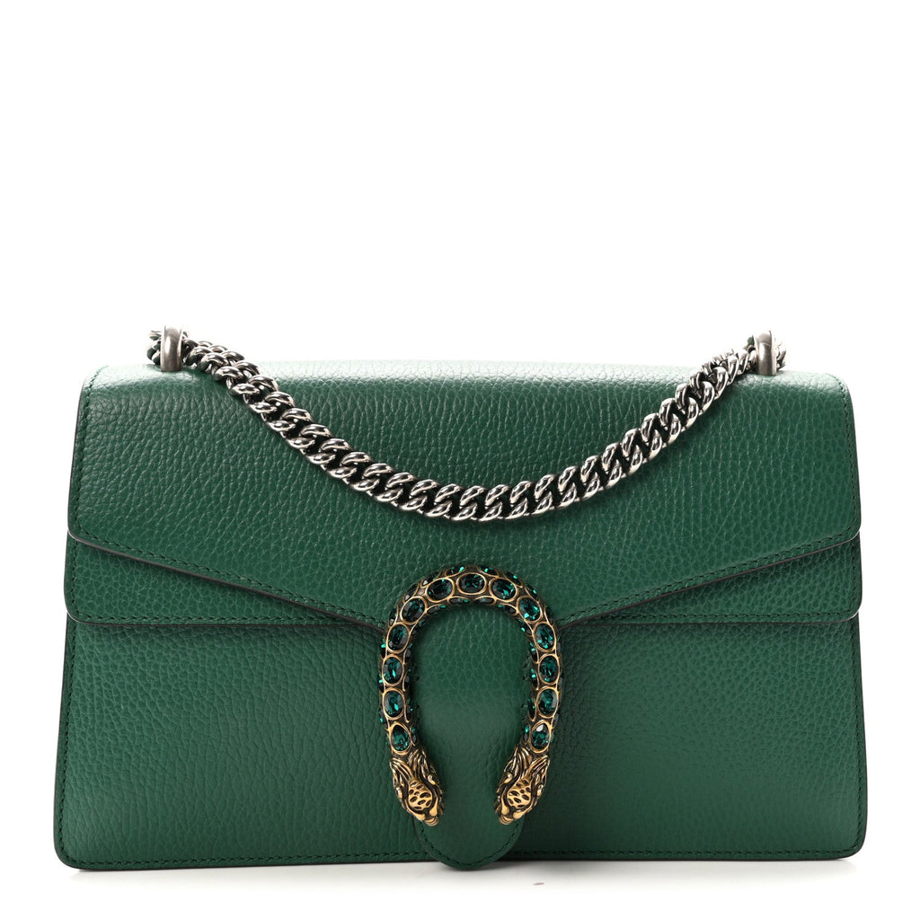 Pebbled Calfskin Small Dionysus Shoulder Bag Emerald
