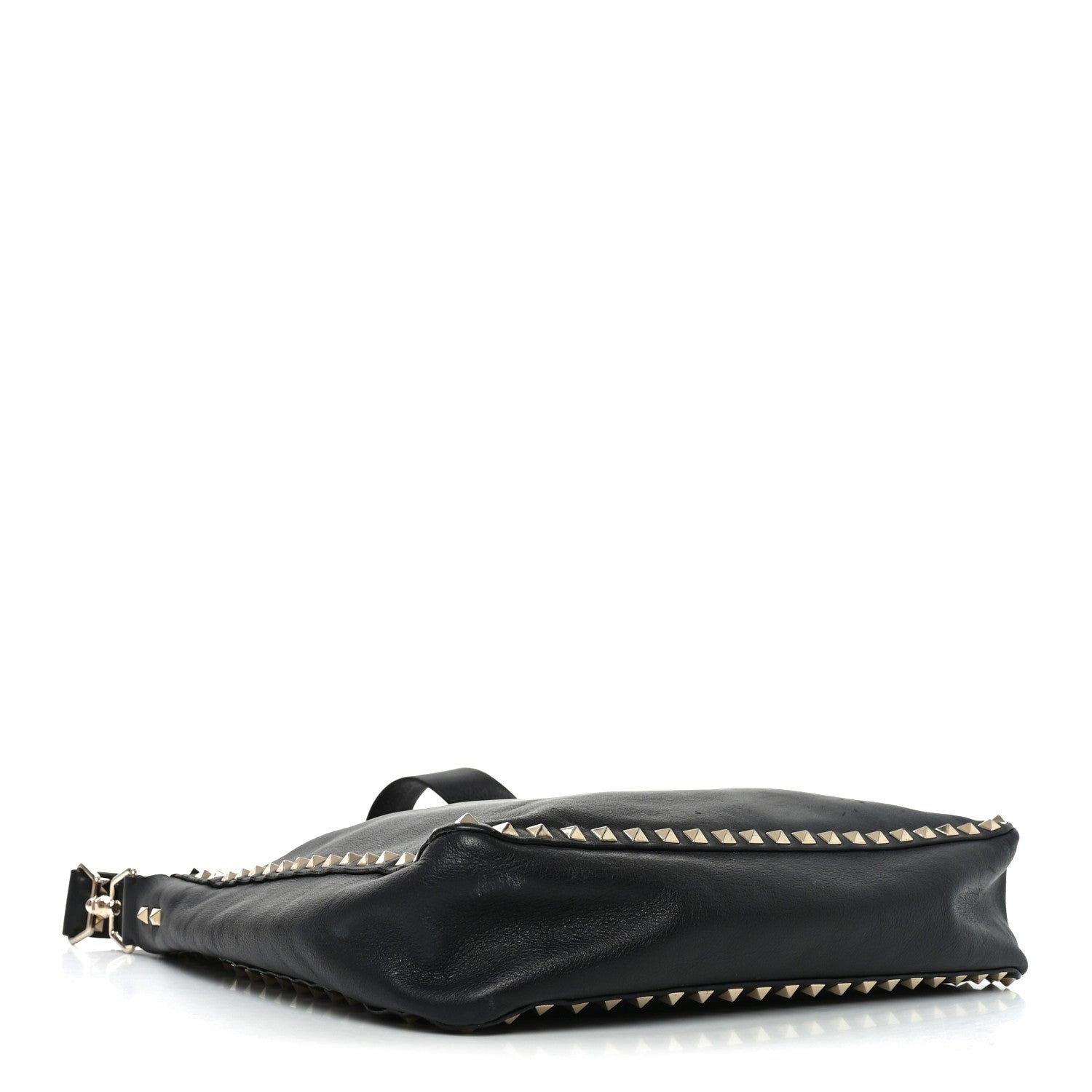 Vitello Calfskin Small Rockstud Flip-Lock Messenger Bag Black