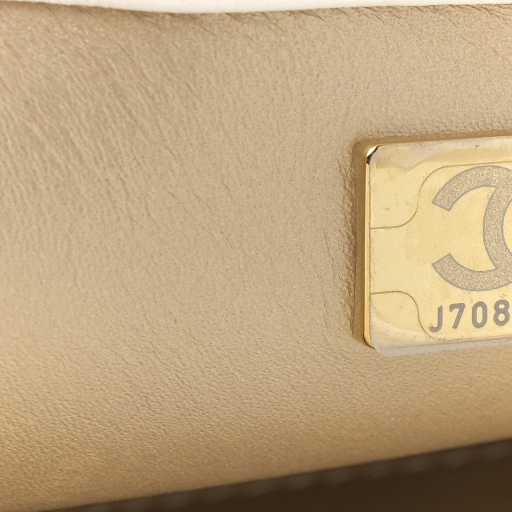 Shiny Lambskin Quilted Mini Flap White