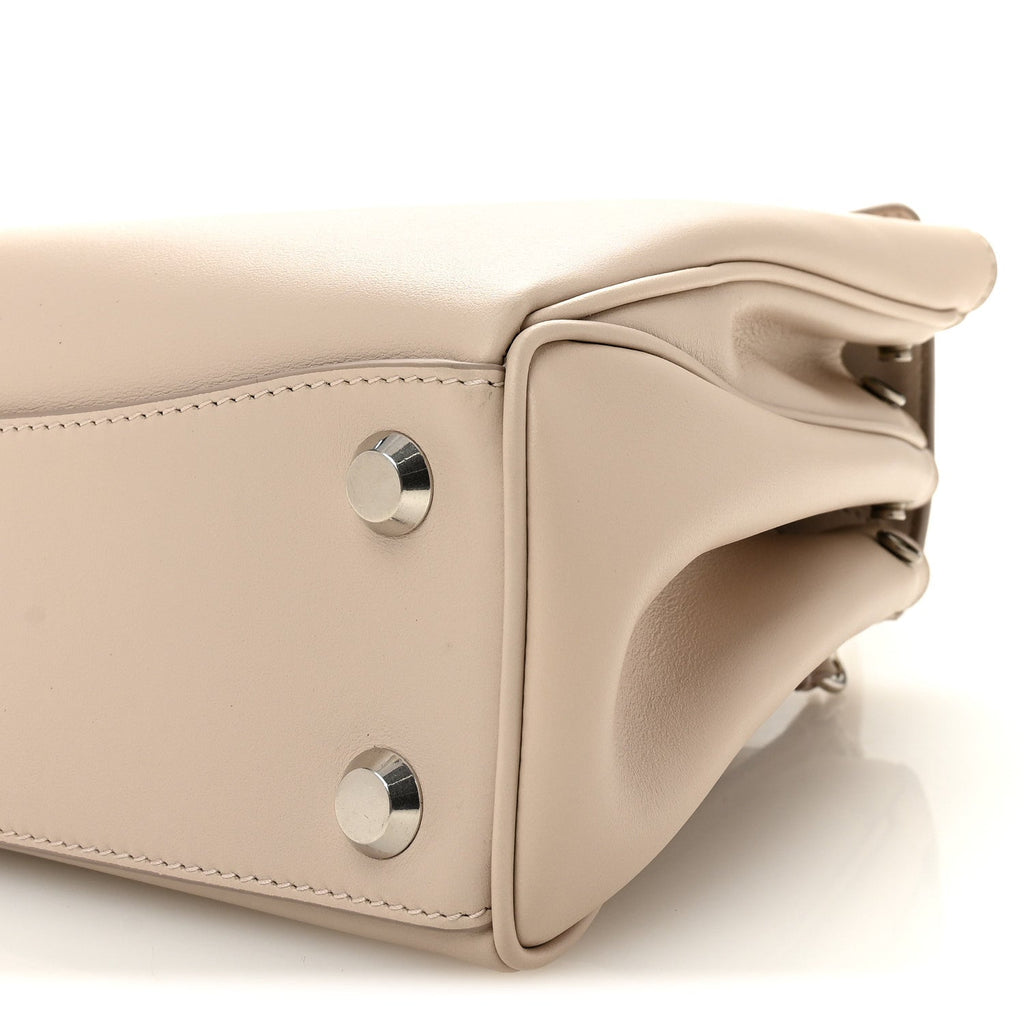 Natural Smooth Calfskin Small Rodeo Top Handle Handbag Almond