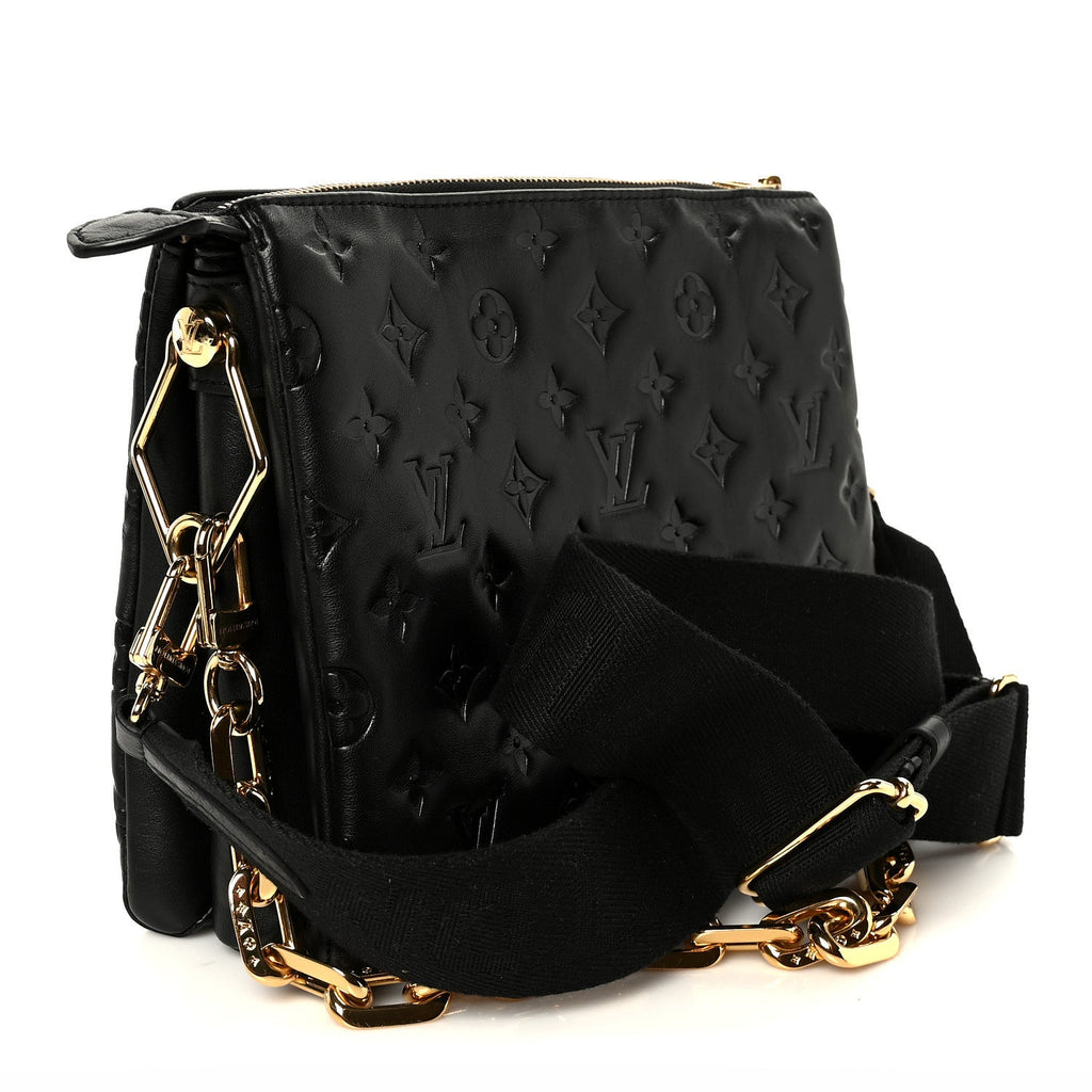 Lambskin Embossed Monogram Coussin PM Black
