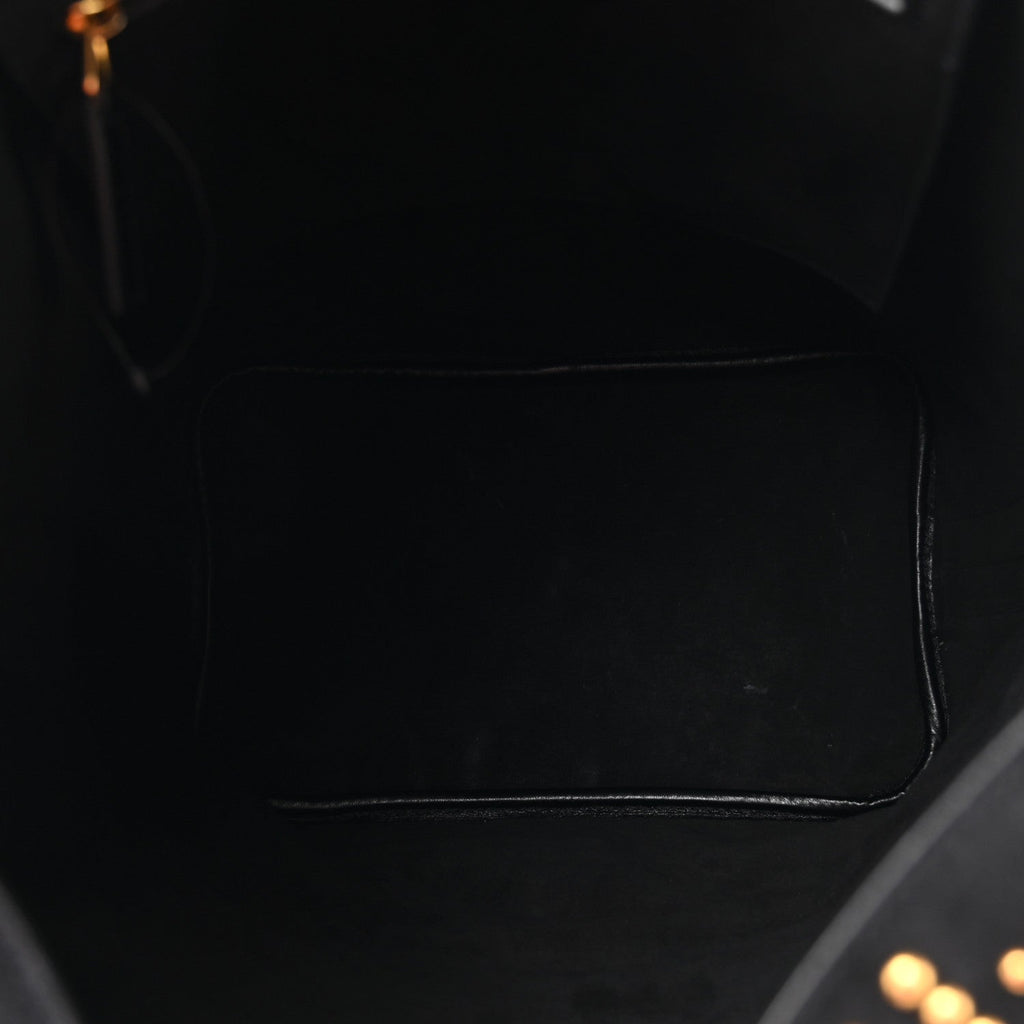 Suede Studded Bucket Bag Black