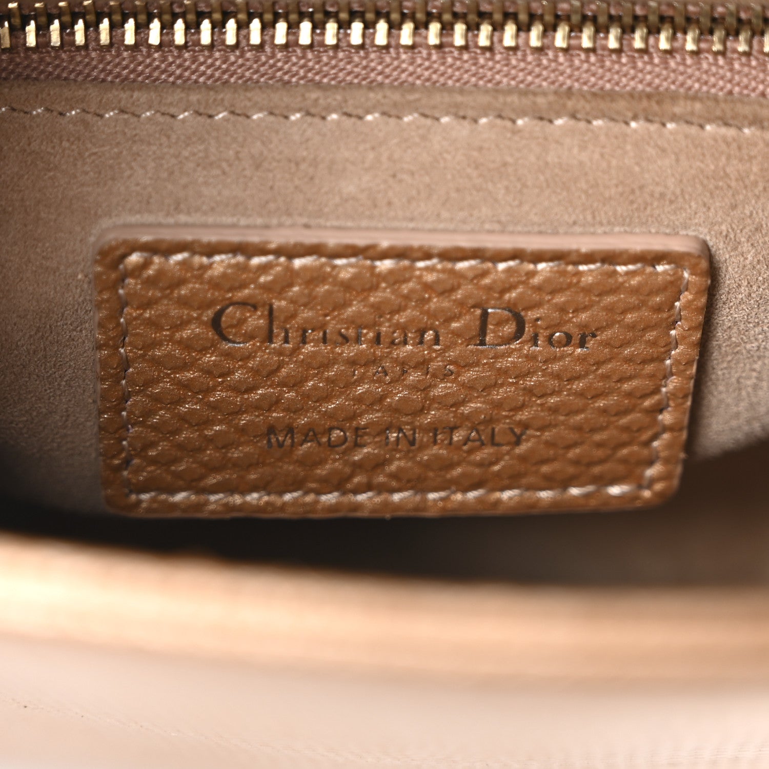 Metallic Lizard Mini Lady Dior Beige