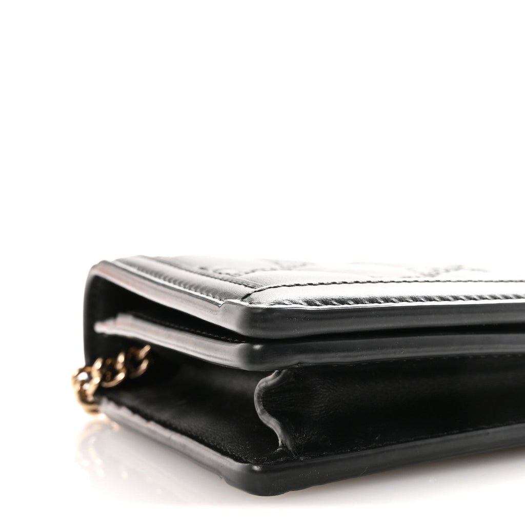 Calfskin GG Matelasse Chain Wallet Black