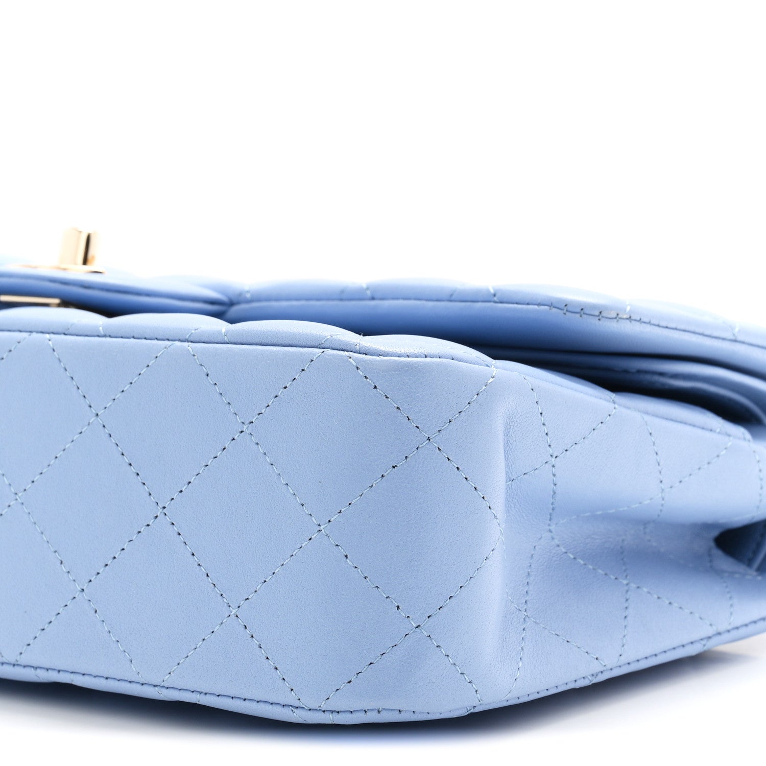 Lambskin Quilted Medium Double Flap Light Blue