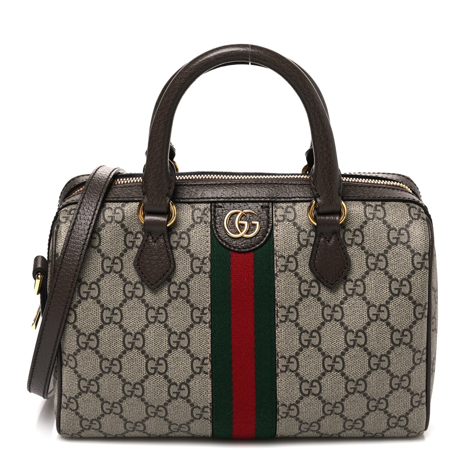 GG Supreme Monogram Web Small Ophidia Top Handle Bag Beige Ebony