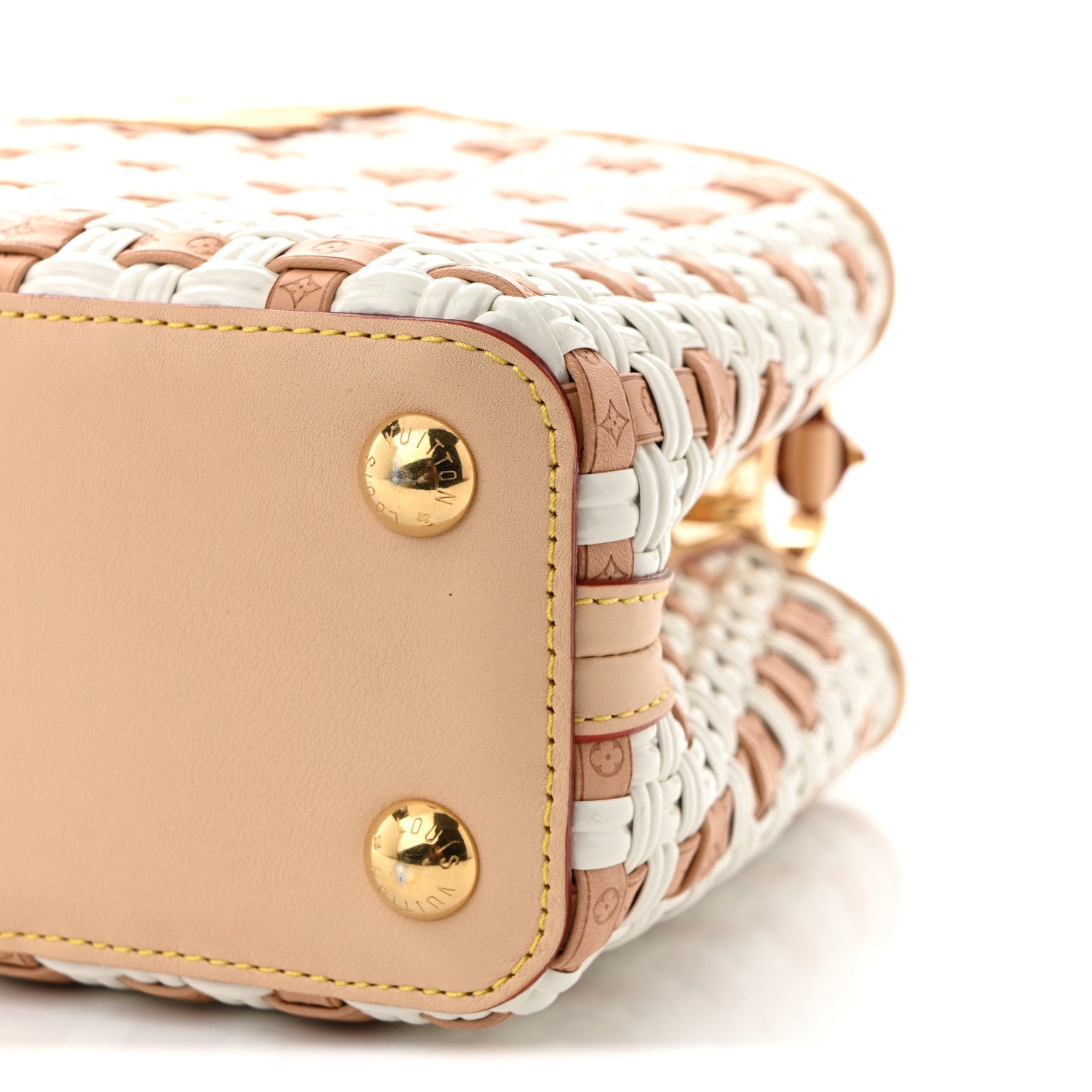 Woven Calfskin Heavenly Capucines BB White Natural