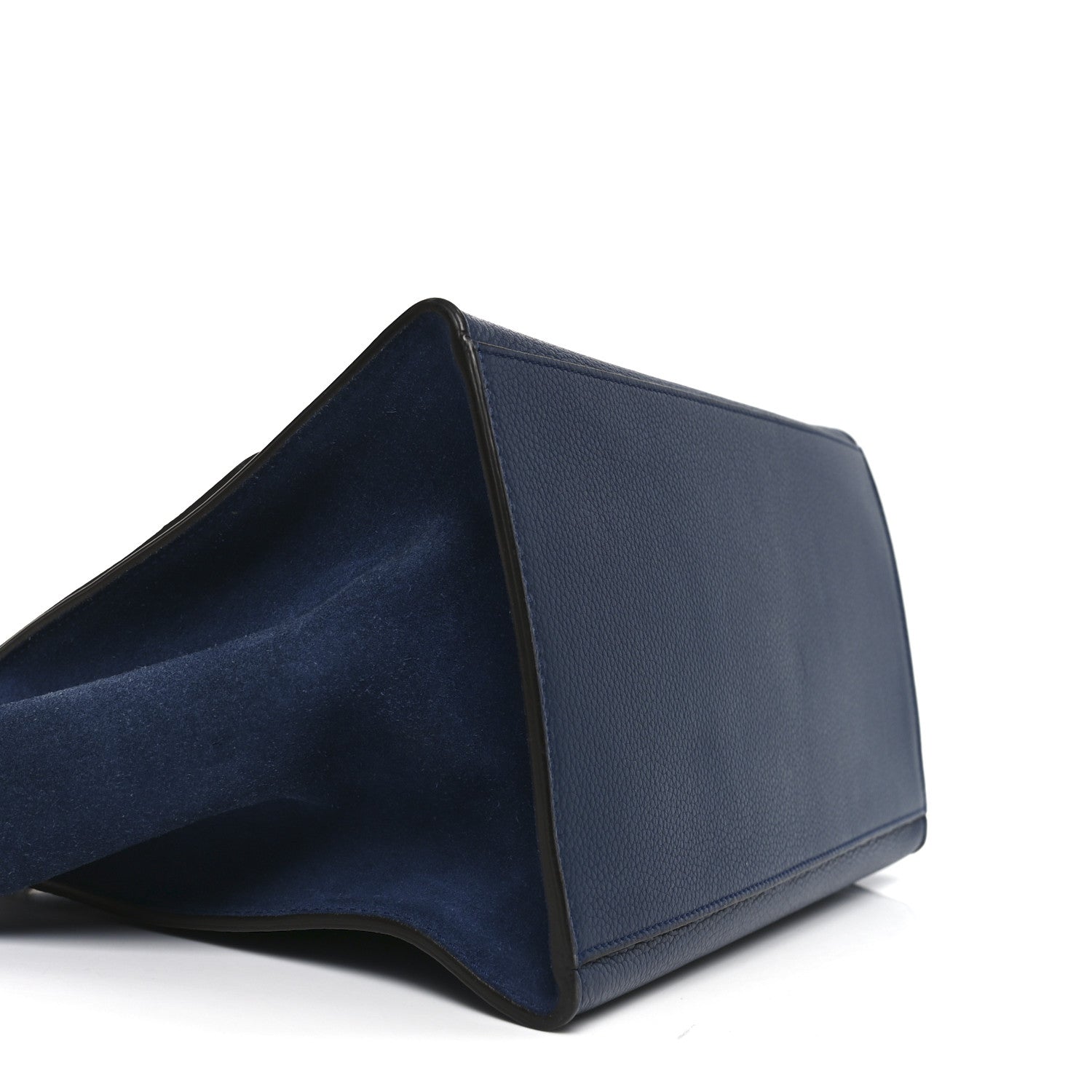 Drummed Calfskin Suede Medium Trapeze Navy Blue