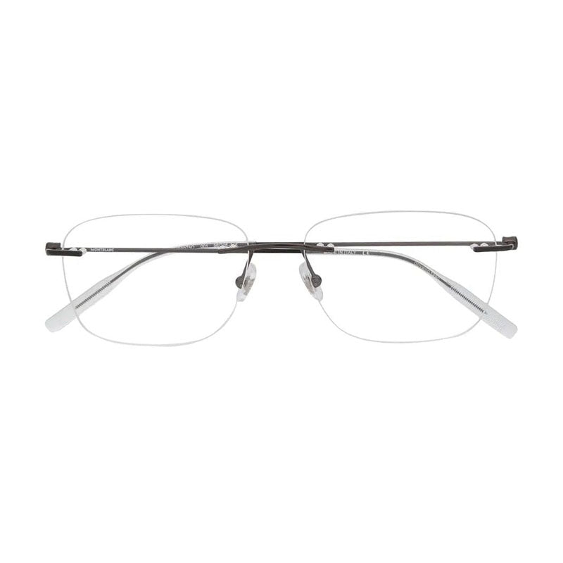Montblanc Eyeglasses Rectangle Rimless, Grey Frame and Clear Demo Lenses Lens MB0075O001