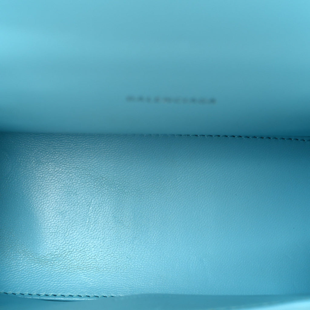 Shiny Calfskin Crocodile Embossed Hourglass Top Handle Bag XS Turquoise