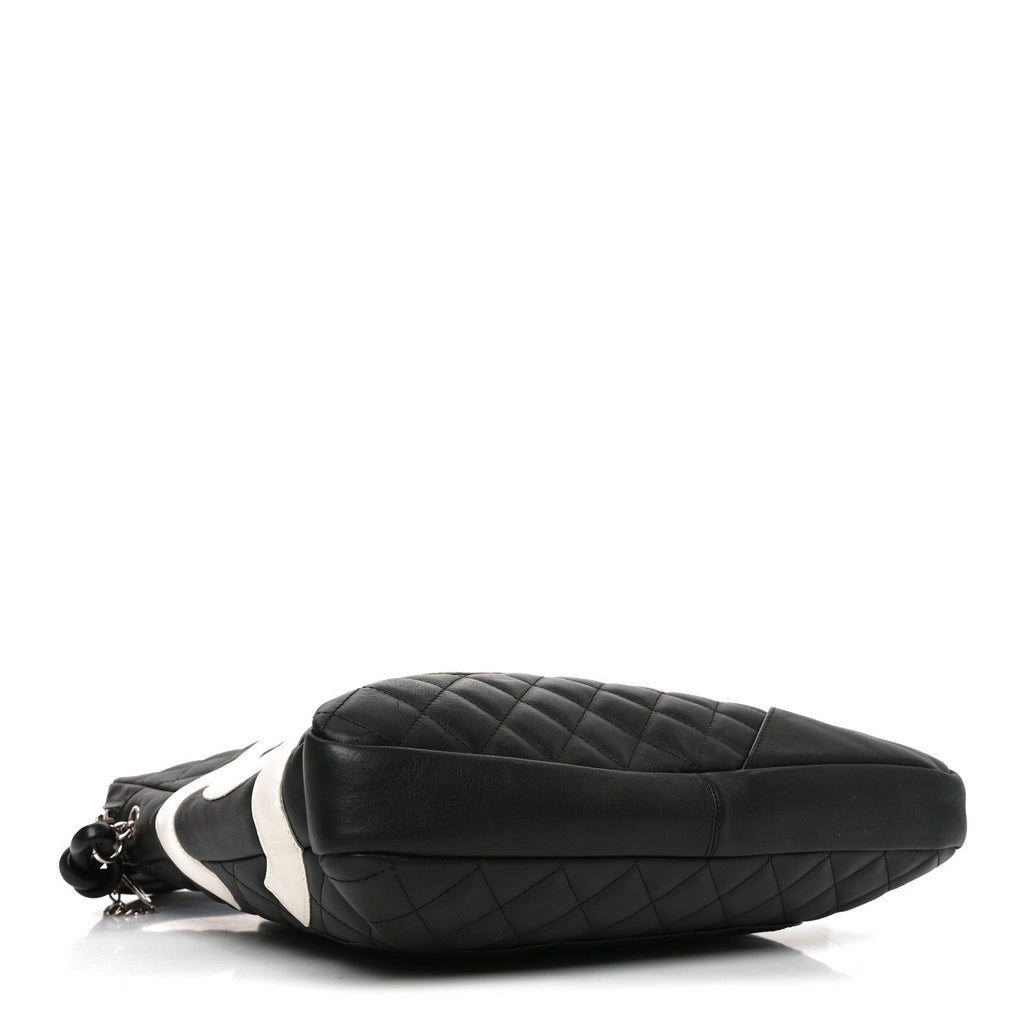 Calfskin Quilted Large Cambon Messenger Black White