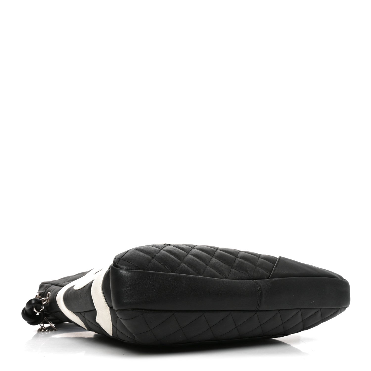 Calfskin Quilted Large Cambon Messenger Black White