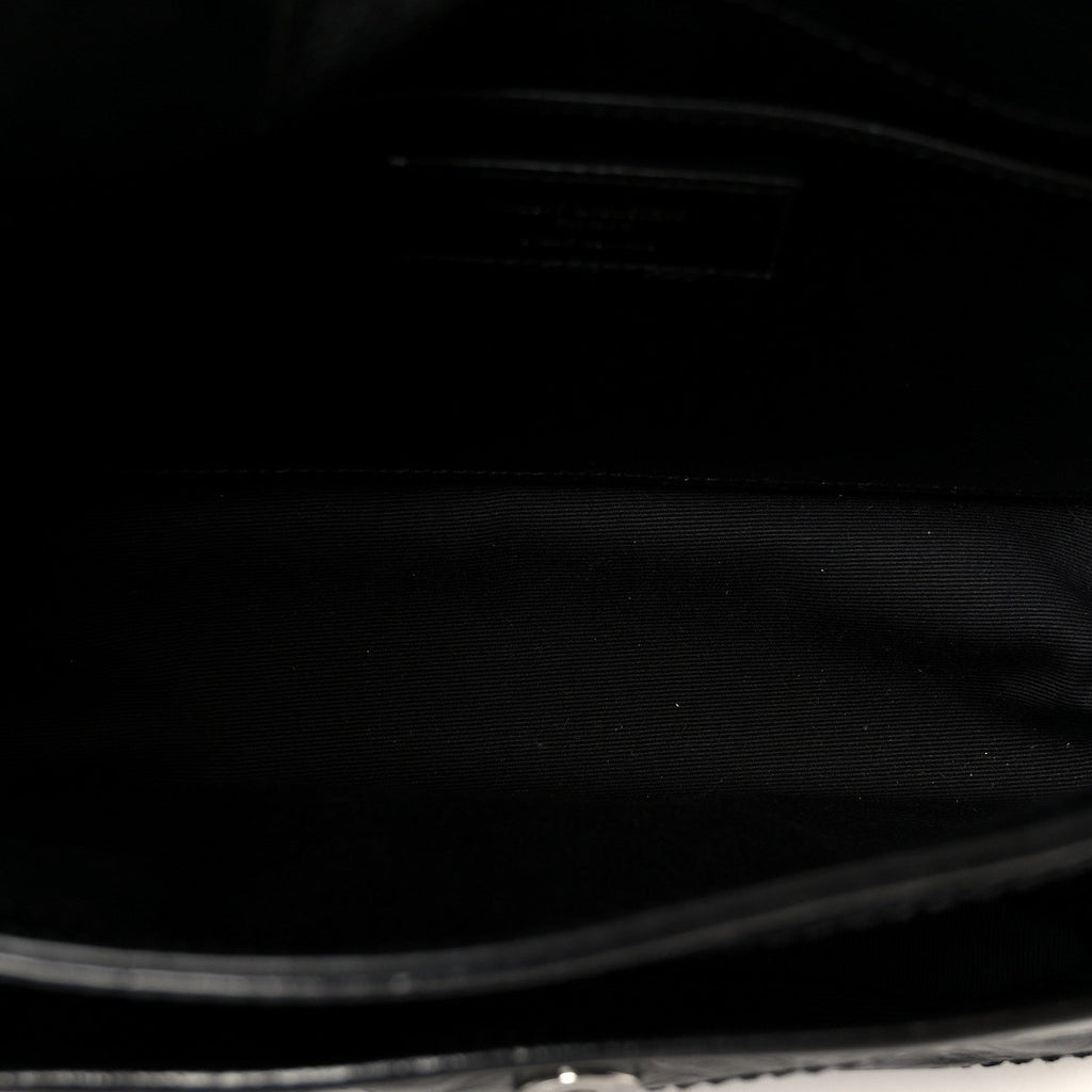 Crinkled Calfskin Matelasse Monogram Baby Niki Chain Satchel Black