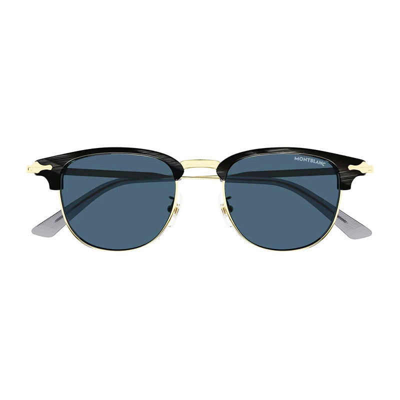 Montblanc Sunglasses Square Full Rim, Grey/Gold Frame and Blue Lens MB0364S003