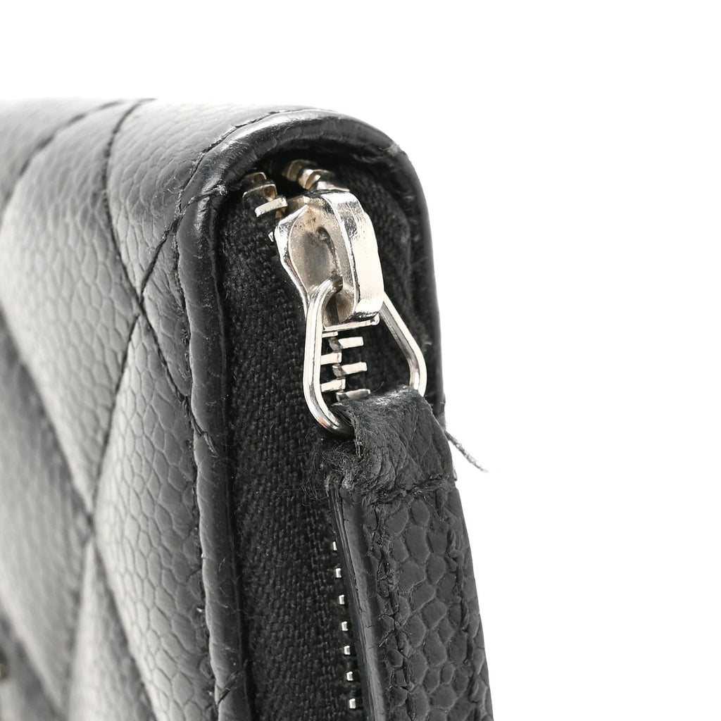 Caviar Quilted Zip Coin Purse Black