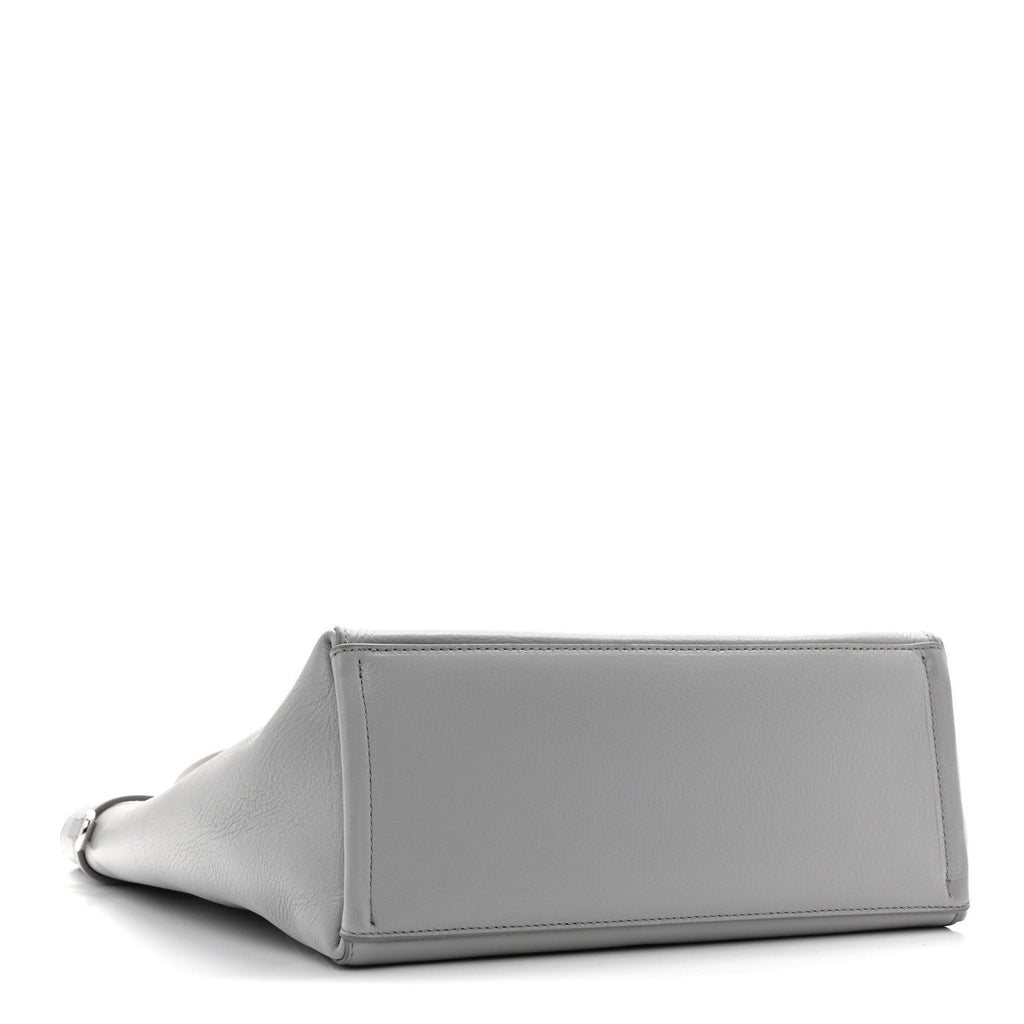 Calfskin Voyou Small North South Tote  Light Grey
