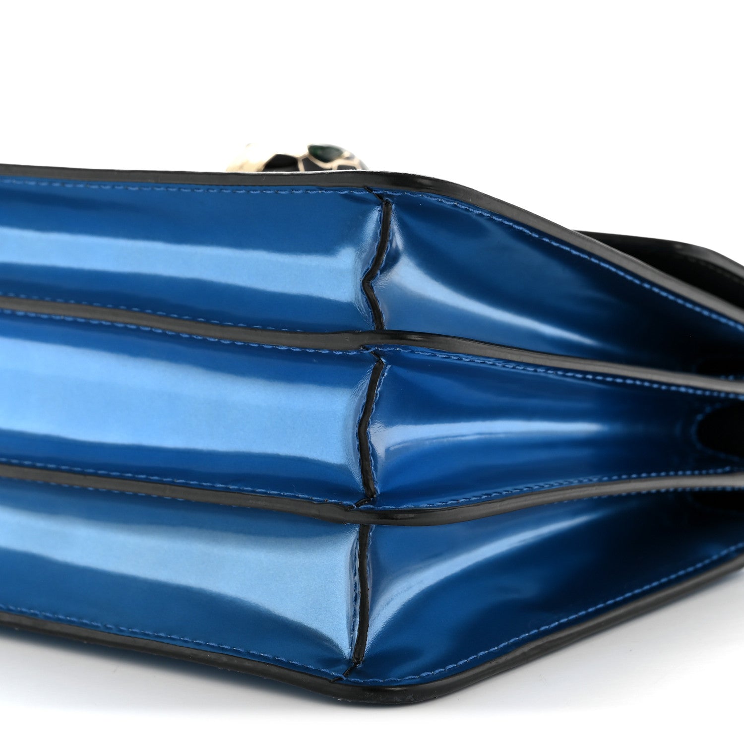 Metallic Calfskin Serpenti Forever Top Handle Blue