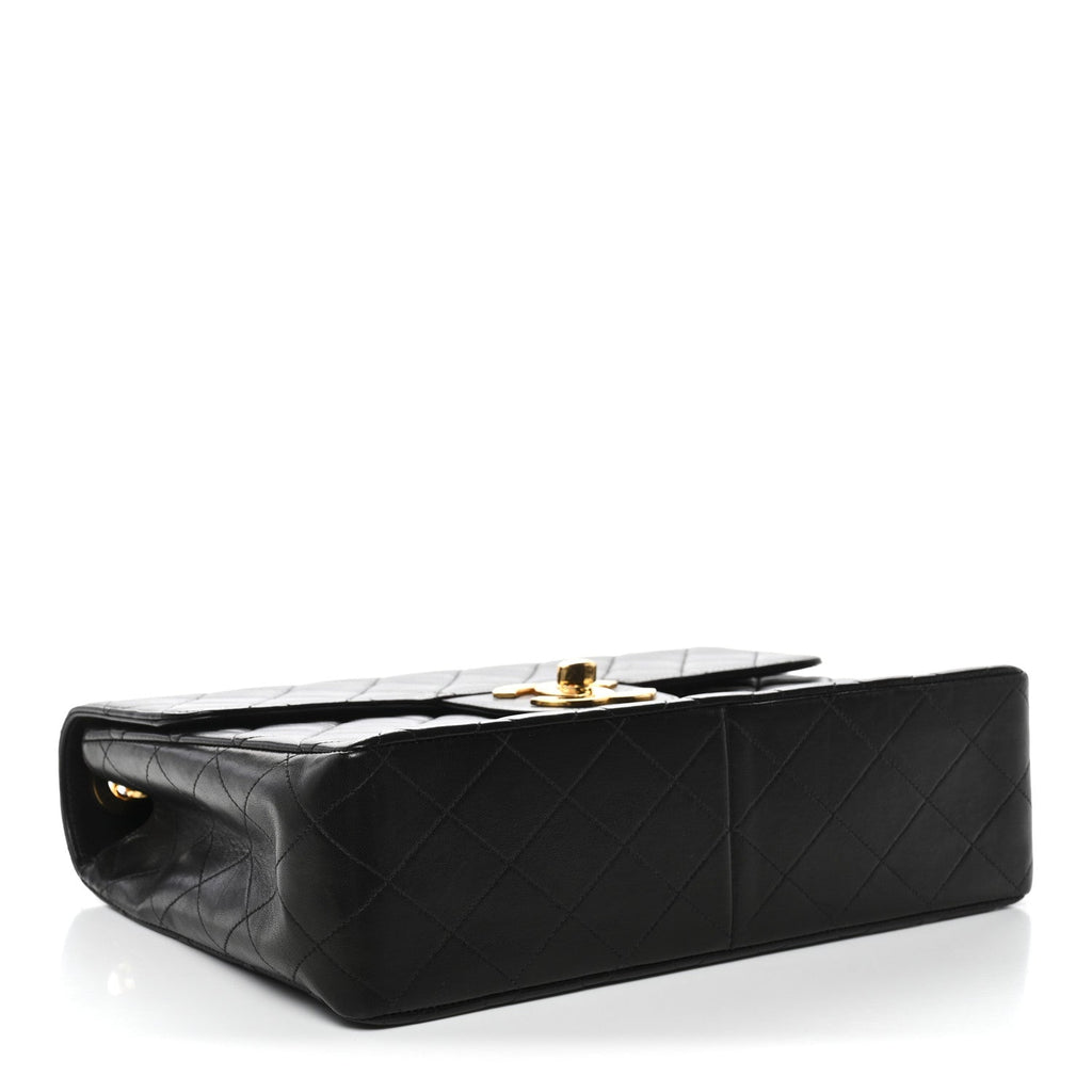 Lambskin Quilted Jumbo Single Flap Black