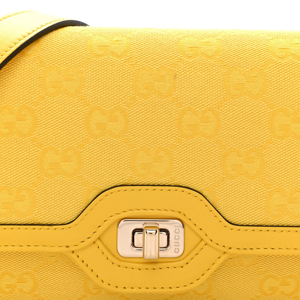 GG Monogram Textured Dollar Calfskin Small Luce Shoulder Bag Yellow