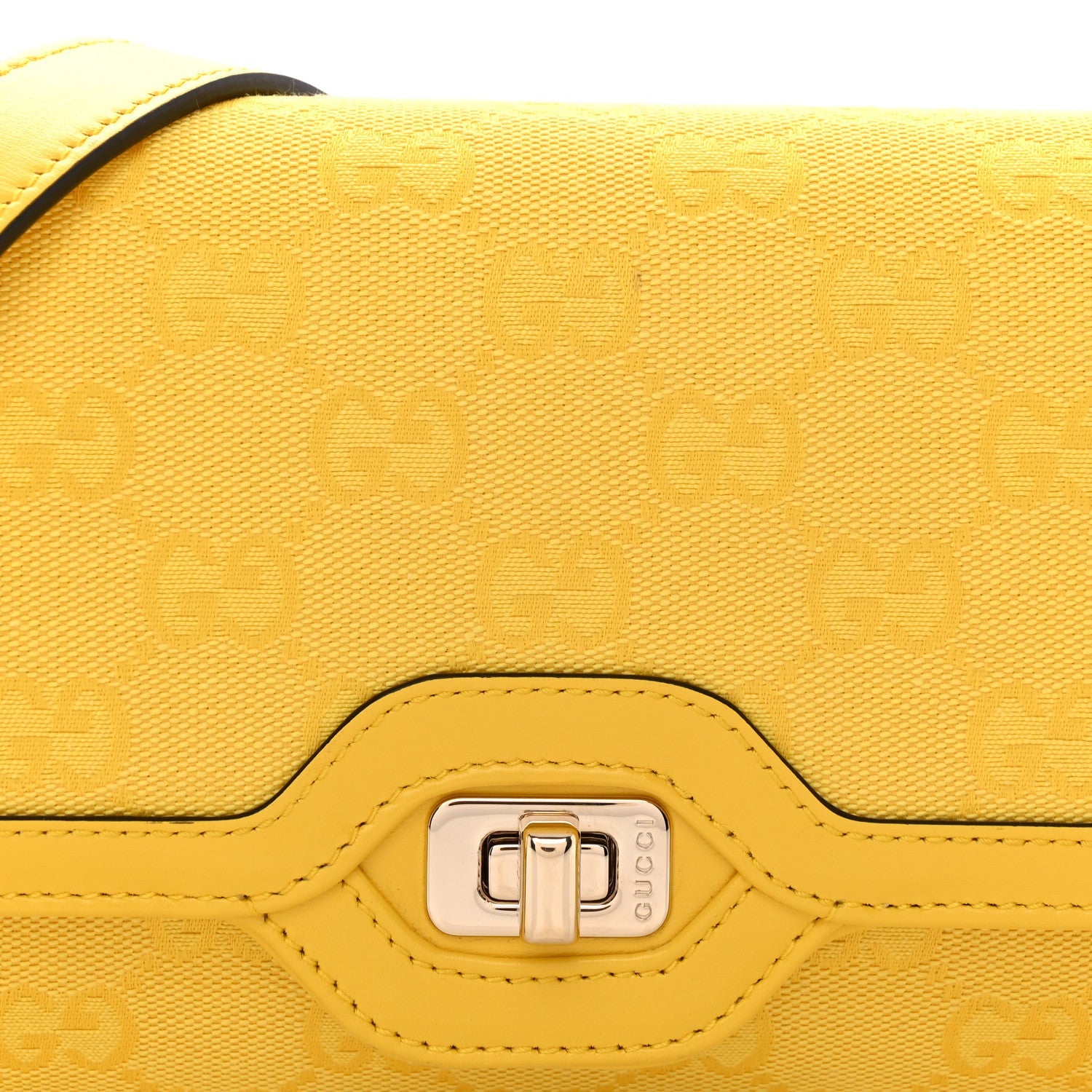 GG Monogram Textured Dollar Calfskin Small Luce Shoulder Bag Yellow