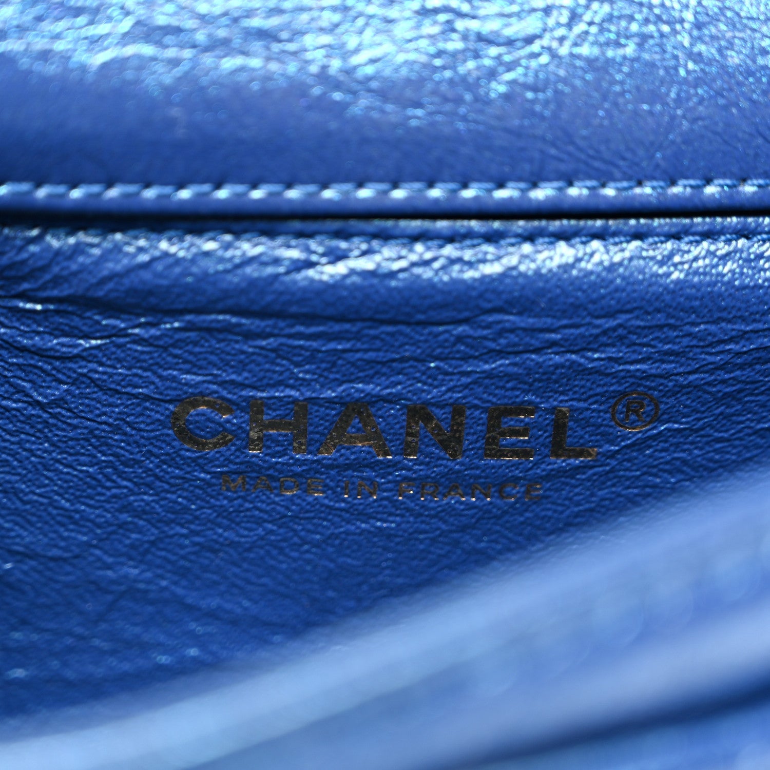 Metallic Aged Calfskin Quilted 2.55 Reissue Flap Belt Bag Clutch Blue