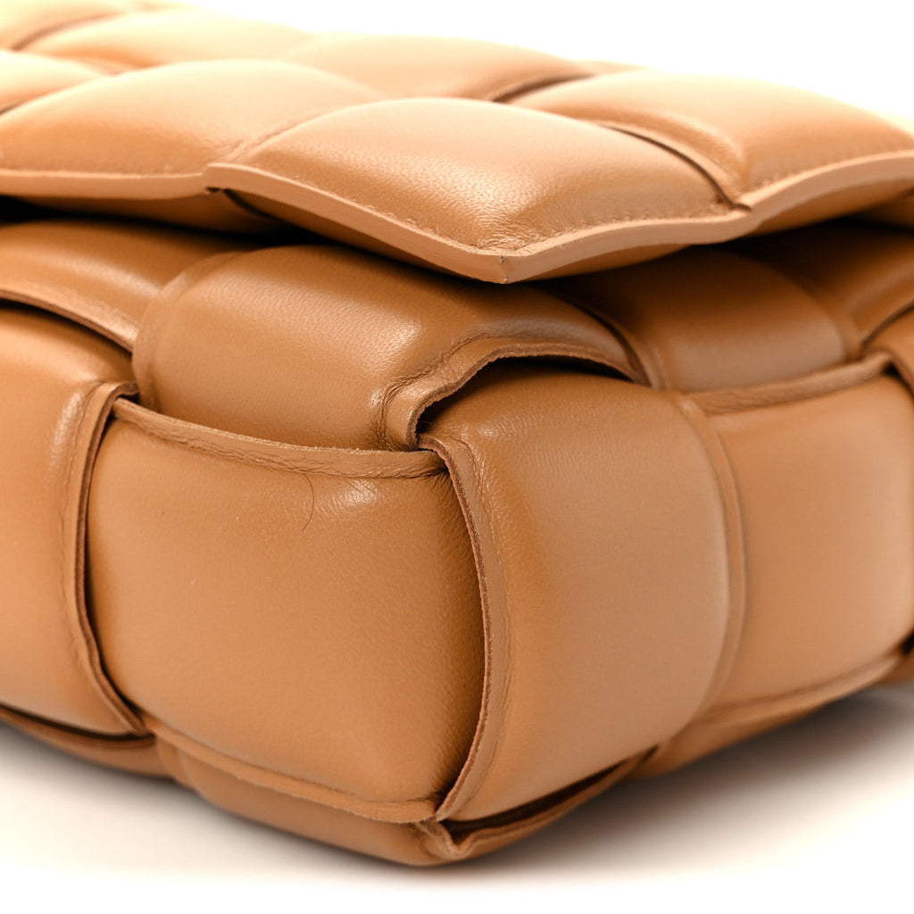 Nappa Maxi Intreccio Padded Cassette Crossbody Bag Caramel