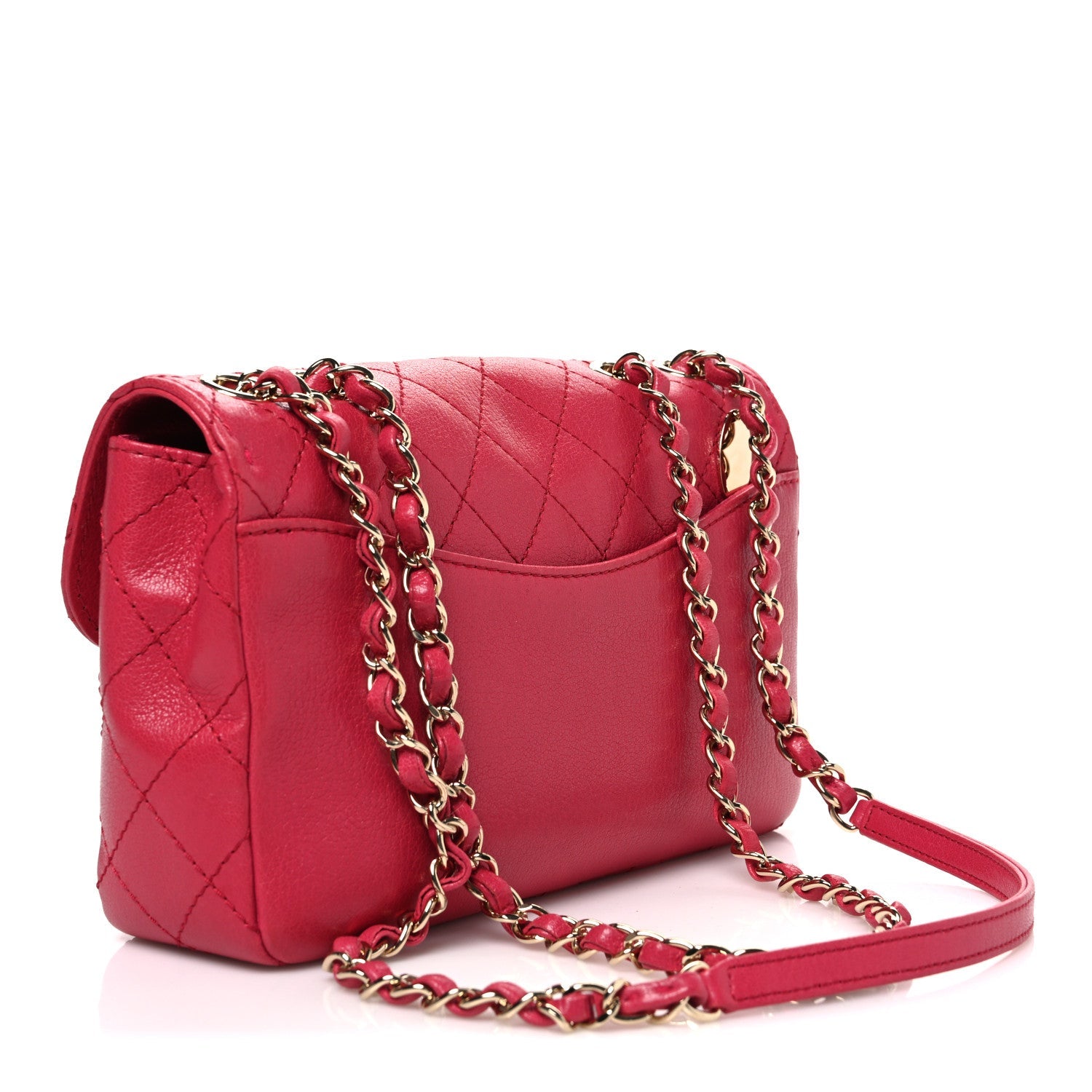 Goatskin Quilted Coco Curve Flap Messenger Flap Dark Pink