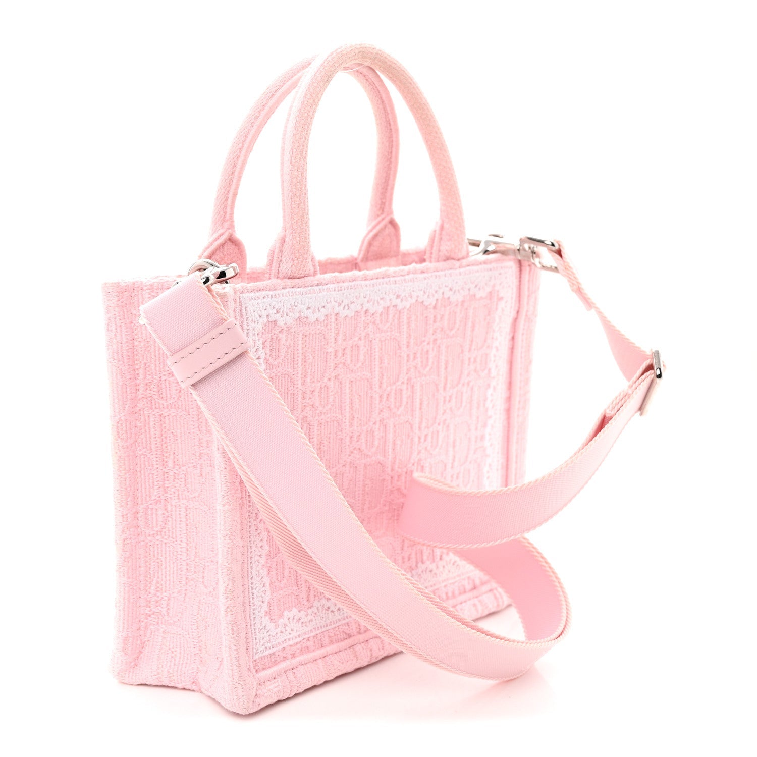 Cotton Toile De Jouy Oblique Embroidered Dior Medaillon Mini Book Tote With Strap Soupir Pink White