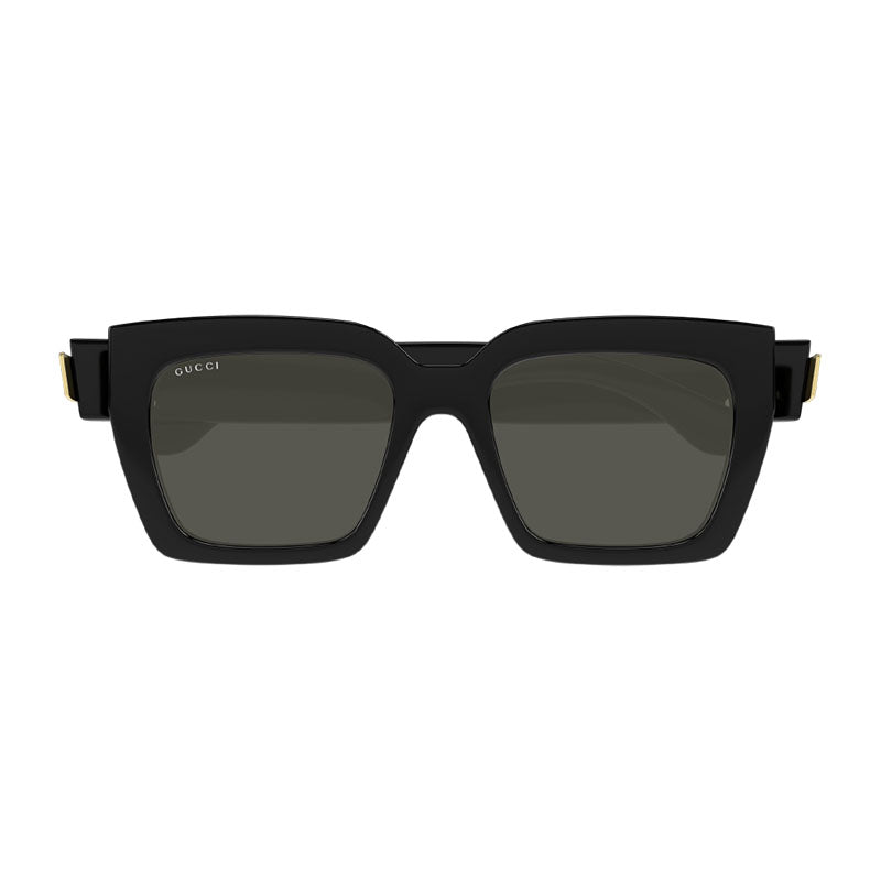 Gucci Sunglasses Square Full Rim, Shiny Black Frame and Grey Lens GG1689S001