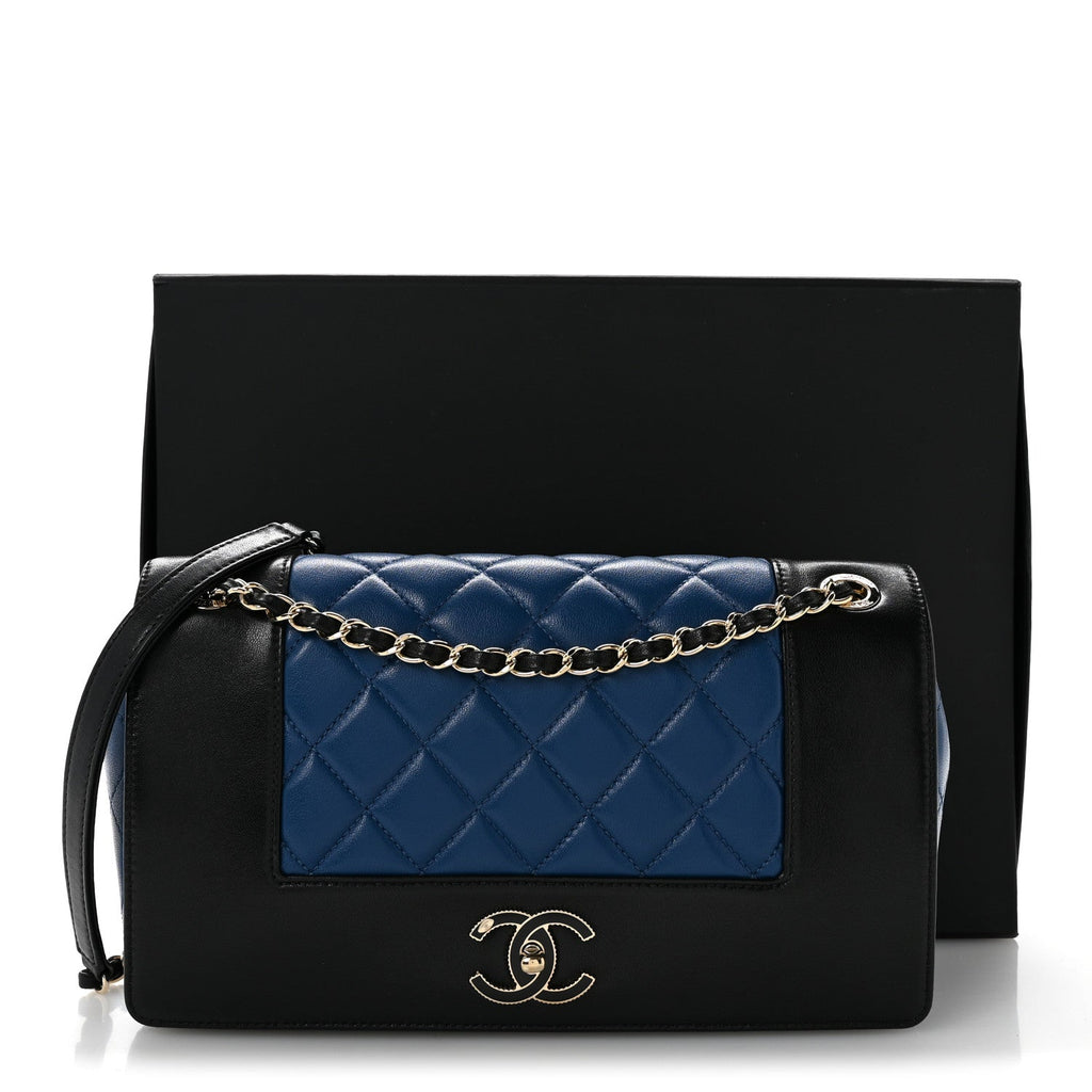 Sheepskin Quilted Vintage Mademoiselle Flap Blue Black