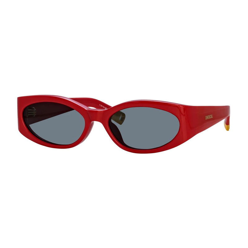 Jacquemus Sunglasses Cat Eye Full Rim, White Frame and Blue Lens JAC/4C7