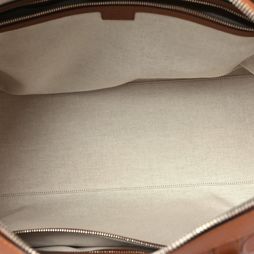Calfskin GG Tennis Embossed Large Duffle Bag Brown