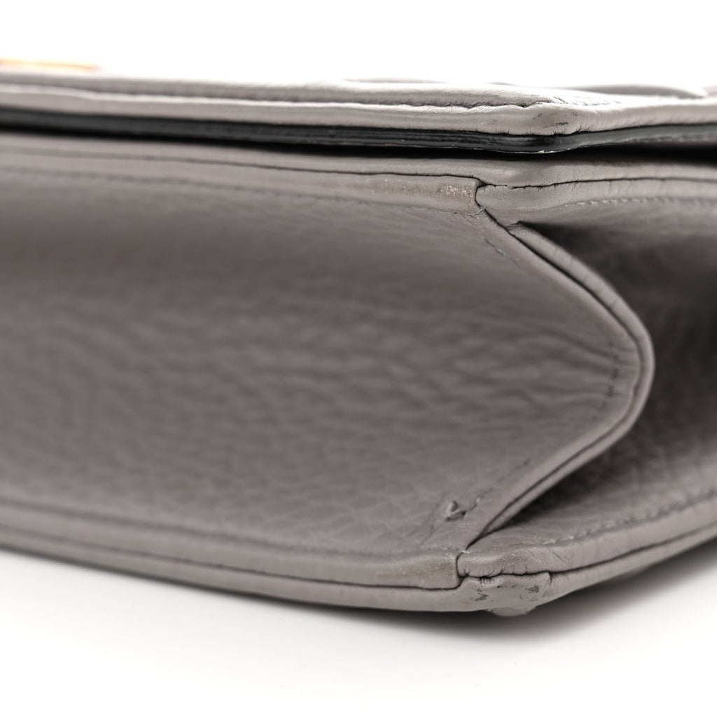 Grained Calfskin Medium Diorama Flap Bag Gris