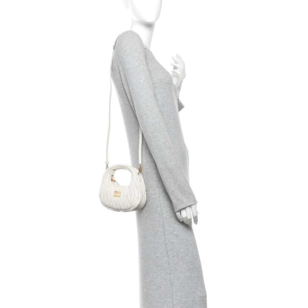 Nappa Matelasse Mini Wander Hobo White