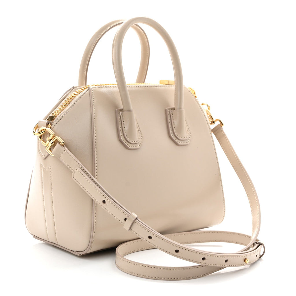 Shiny Lord Calfskin Mini Antigona Natural Beige