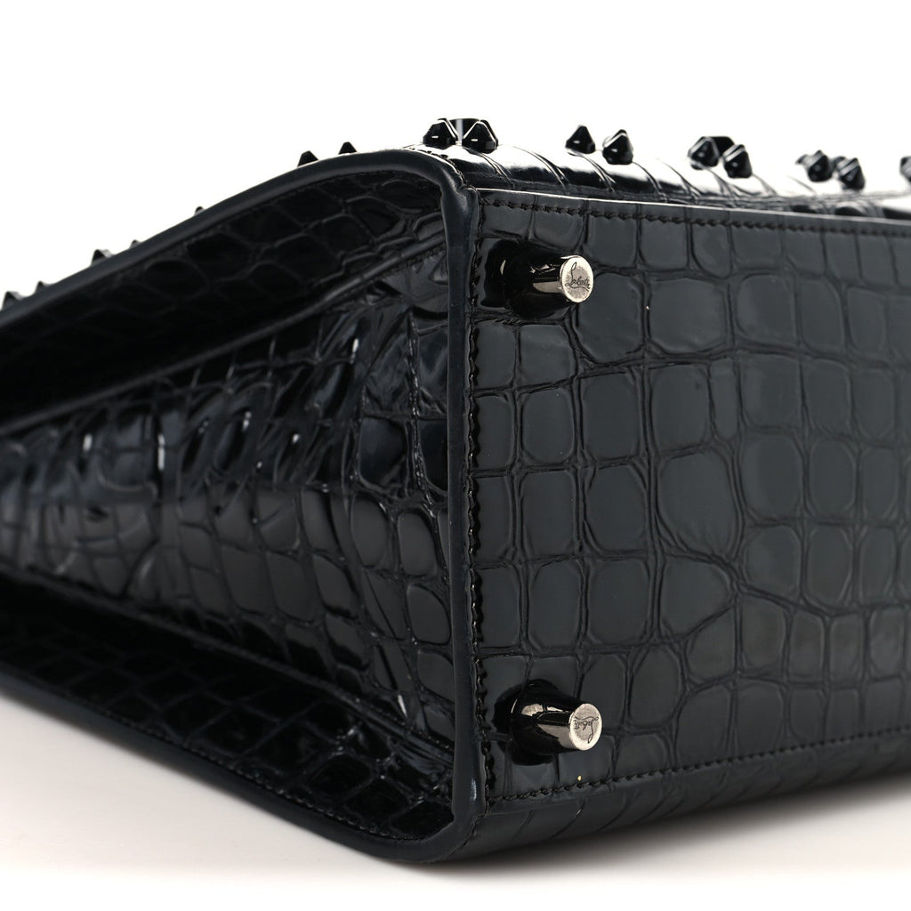 Calfskin Crocodile Embossed Studded Medium Paloma S Black