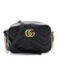 Calfskin Matelasse Mini GG Marmont Chain Shoulder Bag Black