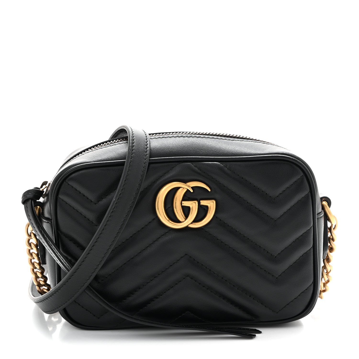 Calfskin Matelasse Mini GG Marmont Chain Shoulder Bag Black