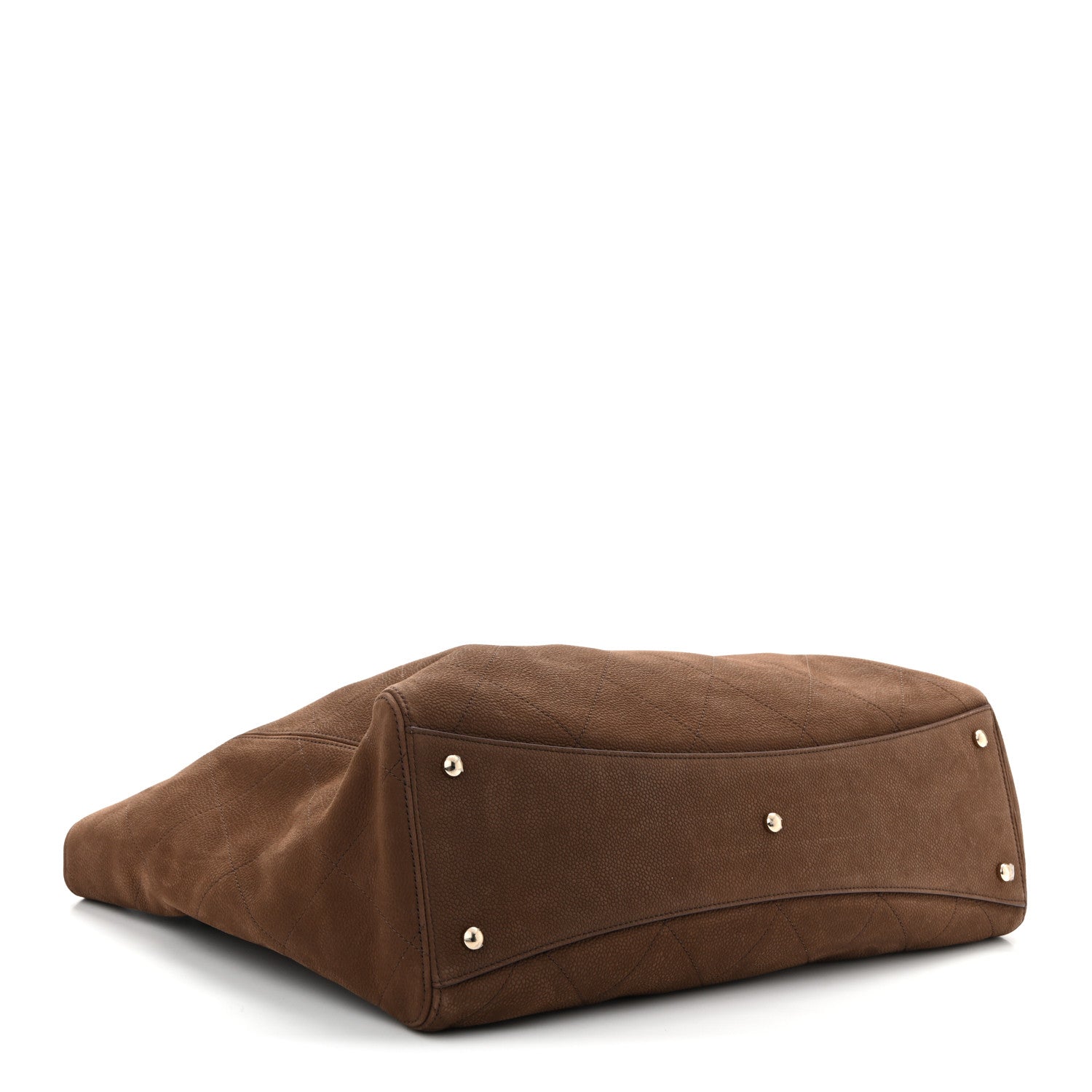 Grained Nubuck Calfskin Quilted Maxi Shopping Bag Dark Brown