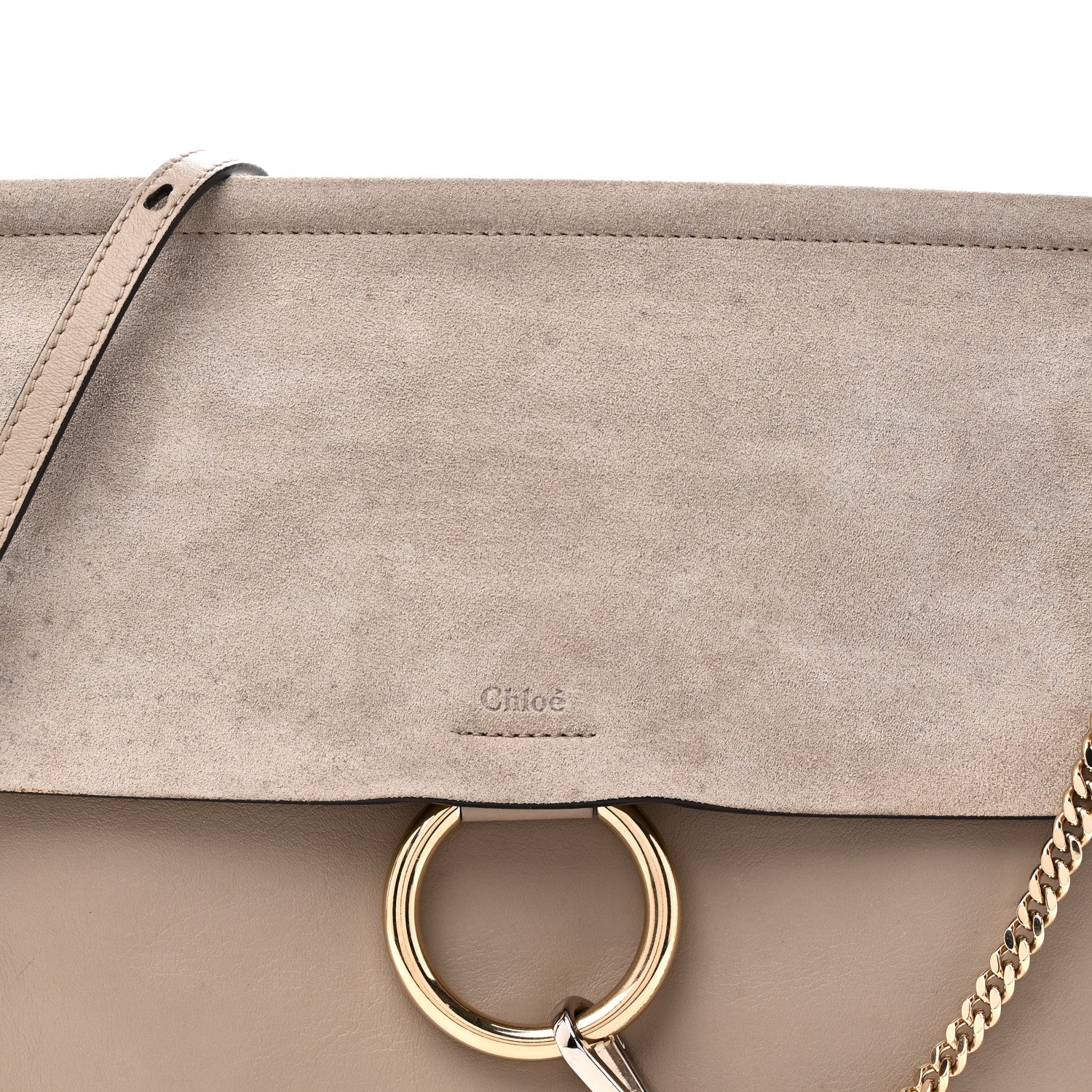 Calfskin Suede Medium Faye Shoulder Bag Motty Grey