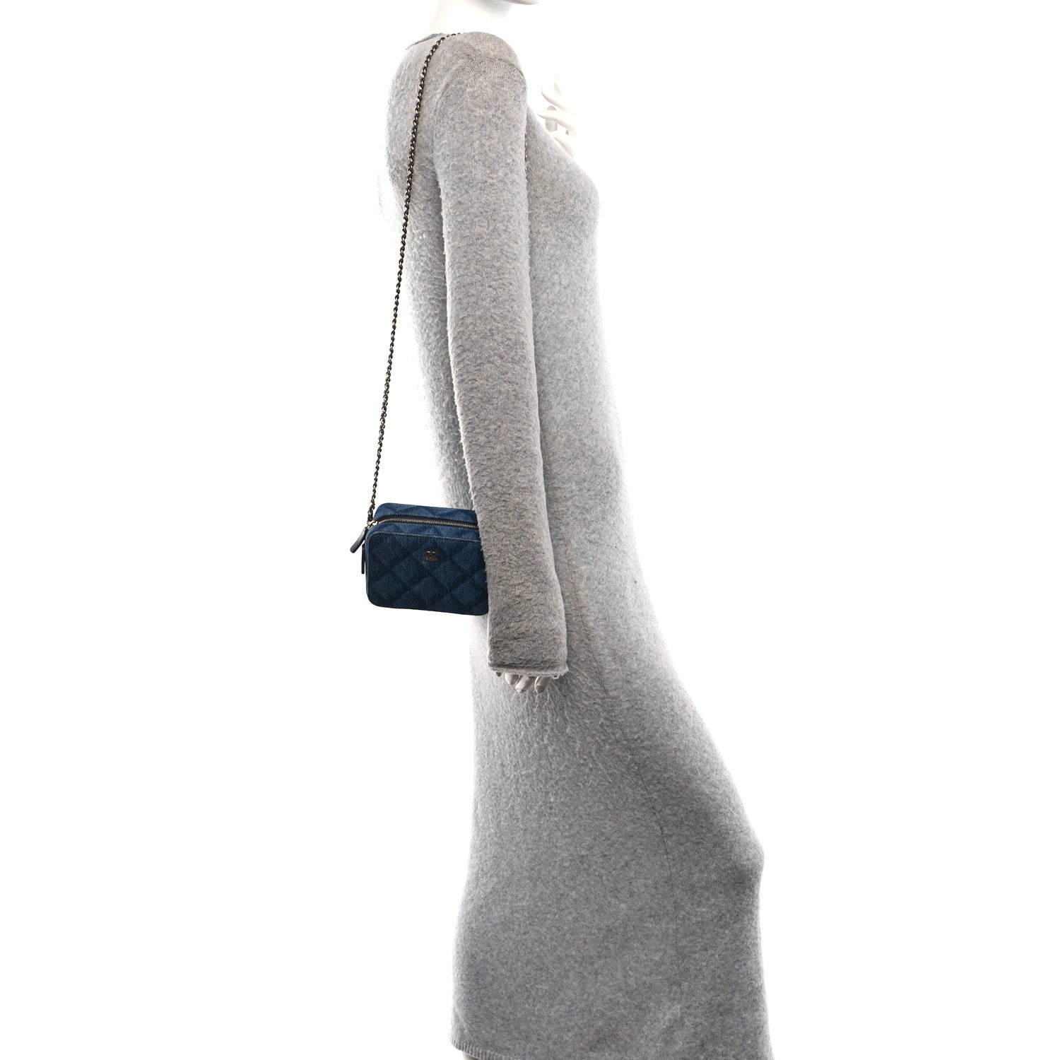 Printed Denim CC Camera Case Blue